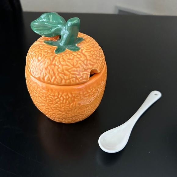 Orange Jam Jar with Spoon. Like New - Picture 2 of 6